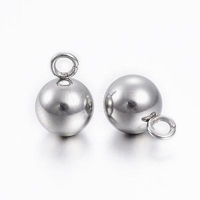 Tarnish Resistant 201 Stainless Steel Round Ball Charms STAS-H376-33-1