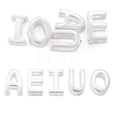 5Pcs 5 Styles 925 Sterling Silver Hollow Initial Beads STER-TA0001-55-1