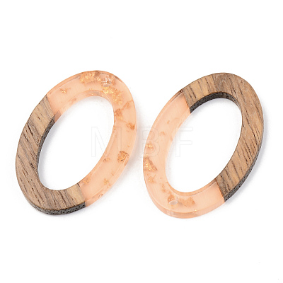 Transparent Resin & Walnut Wood Pendants X-RESI-S389-022A-B04-1