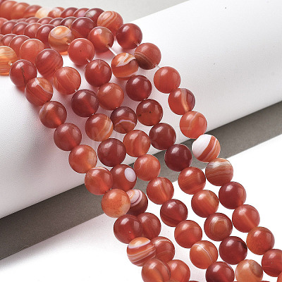 Natural Grade A Striped Agate/Banded Agate Beads Strands G-E478-03-8mm-1