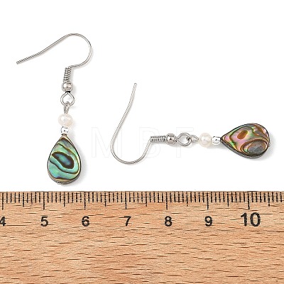 Paua Shell & Pearl Dangle Earrings EJEW-JE07289-1