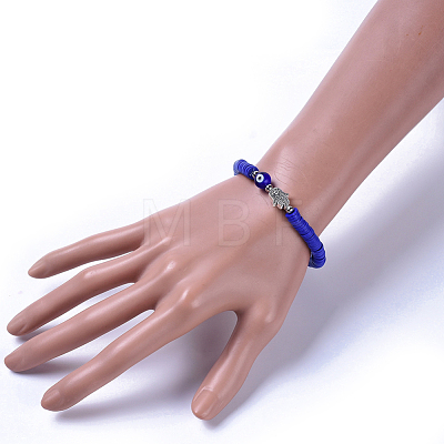 Polymer Clay Heishi Beads Beads Stretch Bracelets BJEW-JB04449-01-1