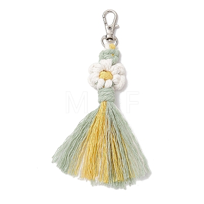 Flower Handmade Macrame Cotton Threads Pendant Decoration HJEW-JM02762-03-1