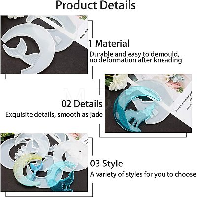 DIY Crescent Pendant Silicone Molds Kits DIY-PH0004-44-1