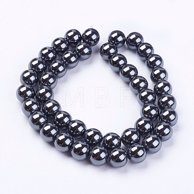 Non-Magnetic Synthetic Hematite Beads Strands X-G-H1623-8mm-2-1