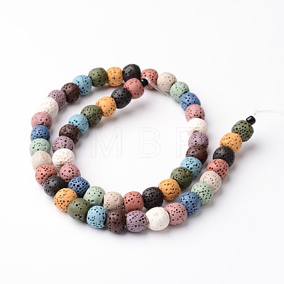Dyed Round Synthetic Lava Rock Beads Strands G-F259-09-8mm-1