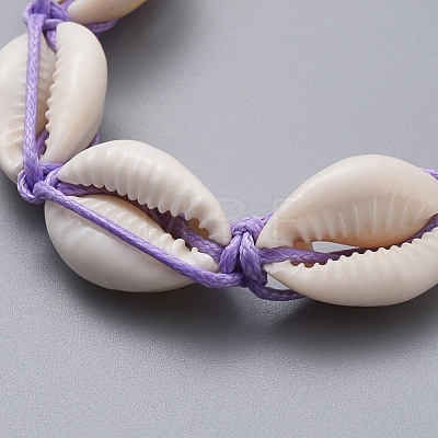 Natural Cowrie Shell Braided Beads Bracelets BJEW-JB05057-1