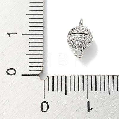 Rack Plating Round Brass Micro Pave Cubic Zirconia Magnetic Clasps KK-L224-070P-1