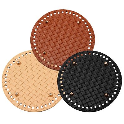 WADORN 3Pcs 3 Colors Leather Flat Round Bottom FIND-WR0003-78-1