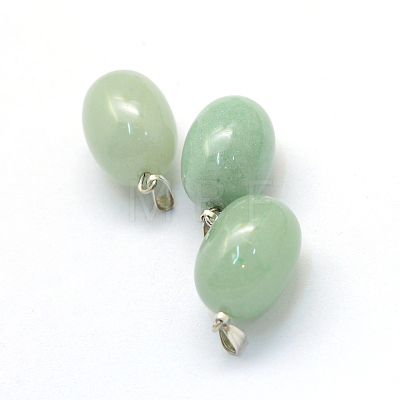 Oval Natural Green Aventurine Pendants G-Q433-09-1