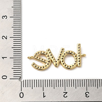 Rack Plating Brass Micro Pave Clear Cubic Zirconia Connector Charms KK-K377-24G-1