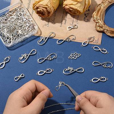 80Pcs 8 Styles Tibetan Style Alloy Connector Charms FIND-CJ0006-04-1