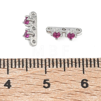 Brass Pave Magenta Cubic Zirconia 3-Hole Spacer Bars KK-C172-05P-1