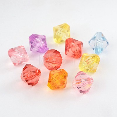Faceted Bicone Transparent Acrylic Beads DBB16MM-1