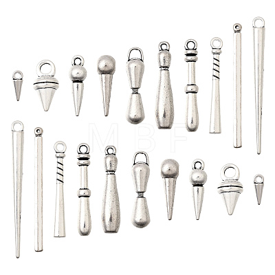 50Pcs 10 Styles Tibetan Style Alloy Charms FIND-CJ0006-06-1