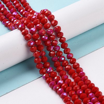 Electroplate Opaque Solid Color Glass Beads Strands X1-EGLA-A034-P4mm-L04-1