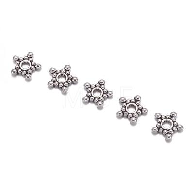 Antique Silver Tone Star Tibetan Style Spacer Beads X-AA121-1