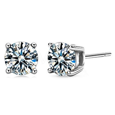 Anti-Tarnish 925 Sterling Silver with Moissanite Rhinestone Earrings AJEW-U007-05P-1