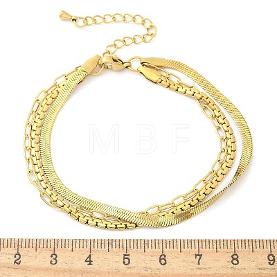 304 Stainless Steel Herringbone & Cable & Half Round Link Chain Bracelets LS-BJEW-U019-04G-03-1