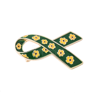 Awareness Ribbon with Flower Enamel Pins JEWB-H030-01KCG-03-1