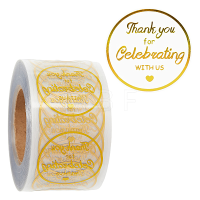 Hot Stamping BOPP Thank You Gift Sticker Rolls STIC-WH0004-20-1