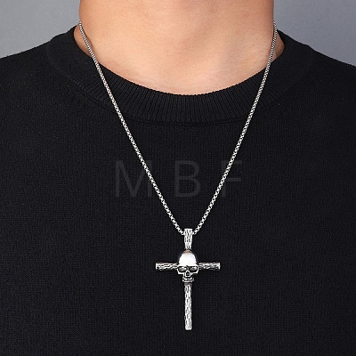 Zinc Alloy Cross Pendant Necklaces NJEW-M211-06A-ASP-1