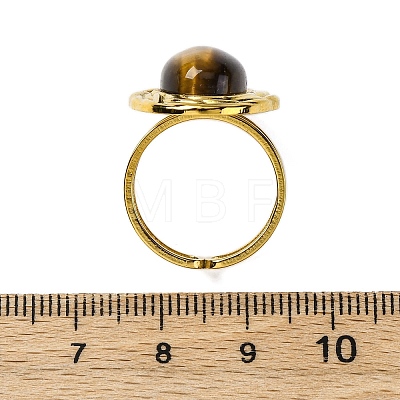 Oval Natural Tiger Eye Finger Rings RJEW-M063-01G-11-1