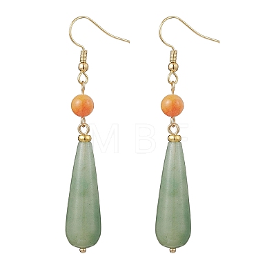 Natural Green Aventurine Teardrop Dangle Earrings EJEW-JE06848-01-1
