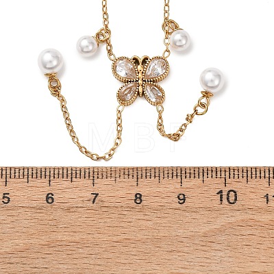304 Stainless Steel Crystal Rhinestone Butterfly Pendant Necklaces for Women NJEW-P357-01G-1