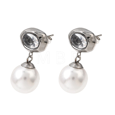 304 Stainless Steel Pave Clear Cubic Zirconia Stud Earrings SA-CBADCF0-01P-1