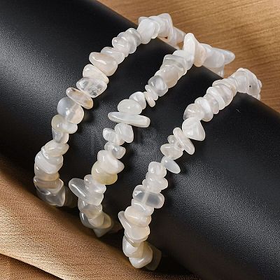 Natural White Moonstone Stretch Bracelets BJEW-JB03681-09-1