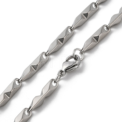 201 Stainless Steel Grooved Bar Link Chain Necklaces for Men Women NJEW-G112-01P-1