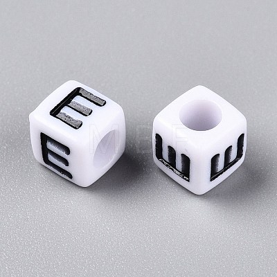 Large Hole Acrylic Letter European Beads SACR-Q103-6mm-01E-1