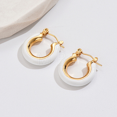 Real 18K Gold Plated 304 Stainless Steel Hoop Earrings LR9688-3-1
