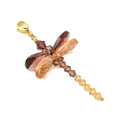 4Pcs 4 Colors Dragonfly Glass Pendant Decoration HJEW-TA00277-1