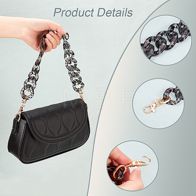 Leopard Print Pattern Acrylic Curb Chain Bag Handles FIND-WH0120-03B-1