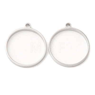 Non-Tarnish 304 Stainless Steel Open Back Bezel Flat Round Pendants STAS-Z040-04B-P-1