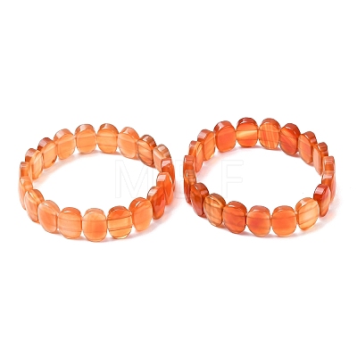 Dyed & Heated Natural Carnelian Faceted Beaded Stretch Bracelets for Women BJEW-K251-07P-1