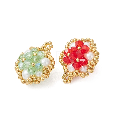 Glass Seed Beaded Pendants PALLOY-MZ01288-1