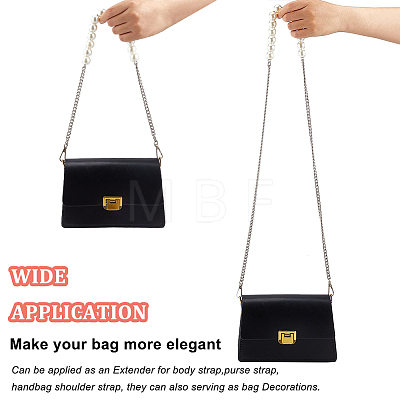 WADORN 2Pcs 2 Style Plastic Imitation Pearl Beaded Bag Straps DIY-WR0002-72P-1