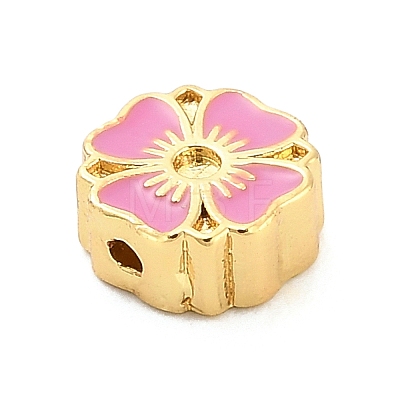 Flower Brass Enamel Bead Rhinestone Settings KK-H527-01G-03-1