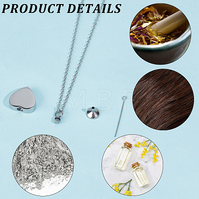 2Pcs Stainless Steel Heart Cinerary Casket Pendant Necklaces NJEW-CN0001-25-1