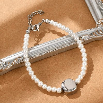 Plastic Imitation Pearl Beads Bracelets for Women BJEW-M056-11P-1