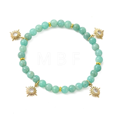 Sun Brass Micro Pave Clear Cubic Zirconia Charm Bracelets BJEW-JB14058-1