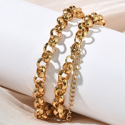 7MM 304 Stainless Steel Rolo Chain Necklaces for Women Men NJEW-Z115-01G-1