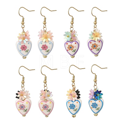 Handmade Porcelain & Resin Dangle Earrings EJEW-JE07490-1