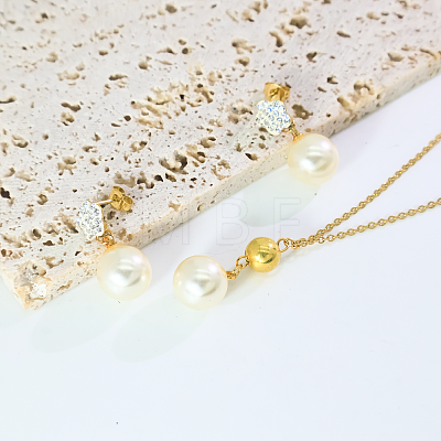 Round Plastic Imitation Pearl Earrings & Pendant Necklaces Sets for Women SY8055-1