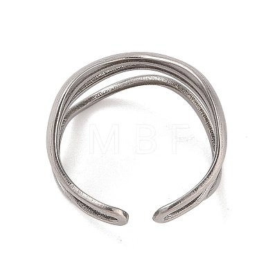 Non-Tarnish Wave 304 Stainless Steel Cuff Rings for Women RJEW-G322-08P-1