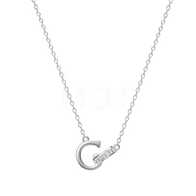 304 Stainless Steel Crystal Rhinestone Initial Pendant Necklaces FS-WGCEFCC-03-1
