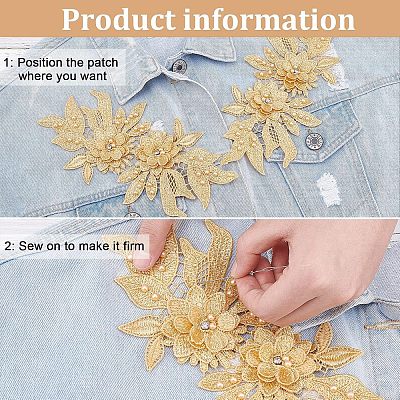 Polyester Embroidered Floral Lace Collar DIY-WH0326-47C-1